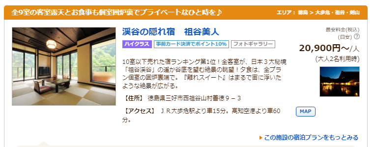 渓谷の隠れ宿　祖谷美人